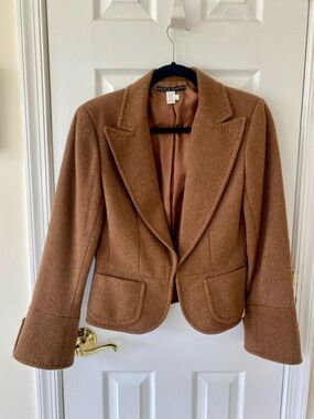 Peruvian Connection Chestnut Brown Tailored Wool-Blend Blazer